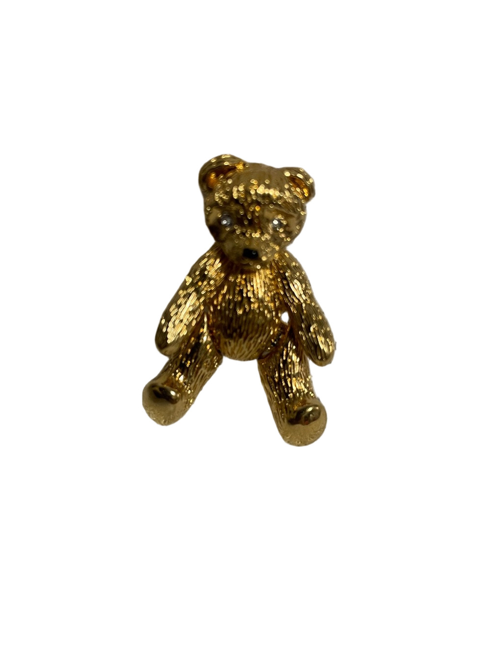 Vintage Butler Gold Tone Bear with Rhinestone Eyes and Articulated Legs Brooch